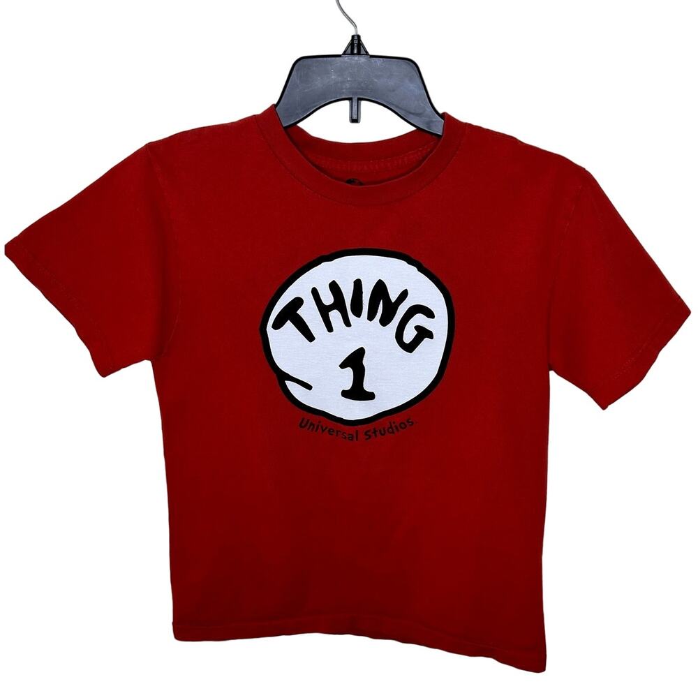 UNIVERSAL STUDIOS YOUTH RED WHITE BLACK "THING 1" T-SHIRT SIZE MEDIUM